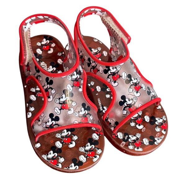 Kids Disney Mini Melissa Mickey Mouse Red Aqua Sandals - Size 10 - Picture 8 of 8